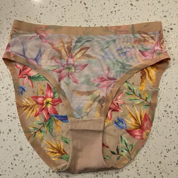 NWT EBY Kiki Mesh High Cut High Waisted Sheer Floral Panties Sz Small - Picture 9 of 10